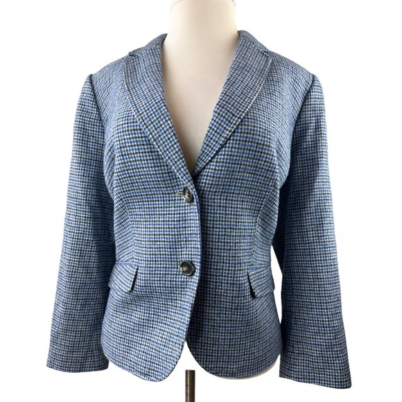 Talbots Shetland Aberdeen Blazer Tattersall Plaid Houndstooth Plus Size 20 P - Picture 2 of 11